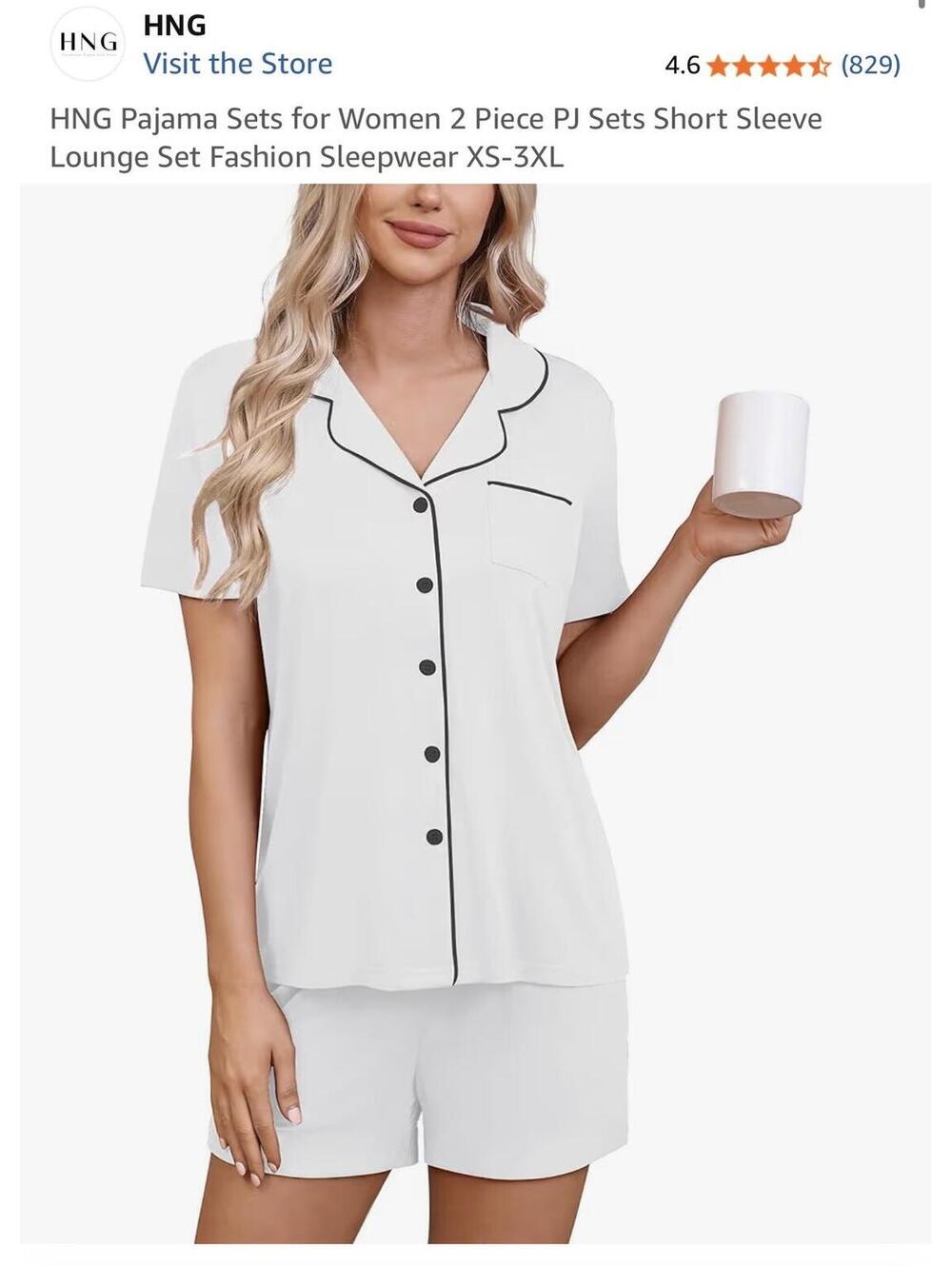 HNG Women's 2 Piece Short Sleeve Pajama Lounge Set with Shorts XXL (2)
